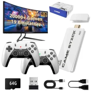 2025 Novo Videogame Stick M15 Pro 4k 64gb Hdmi Com 2 Controles Sem Fio + 20.000 Jogos